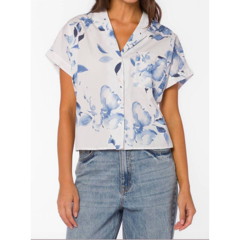 NEW VELVET HEART bane cropped shirt in washed waterflower